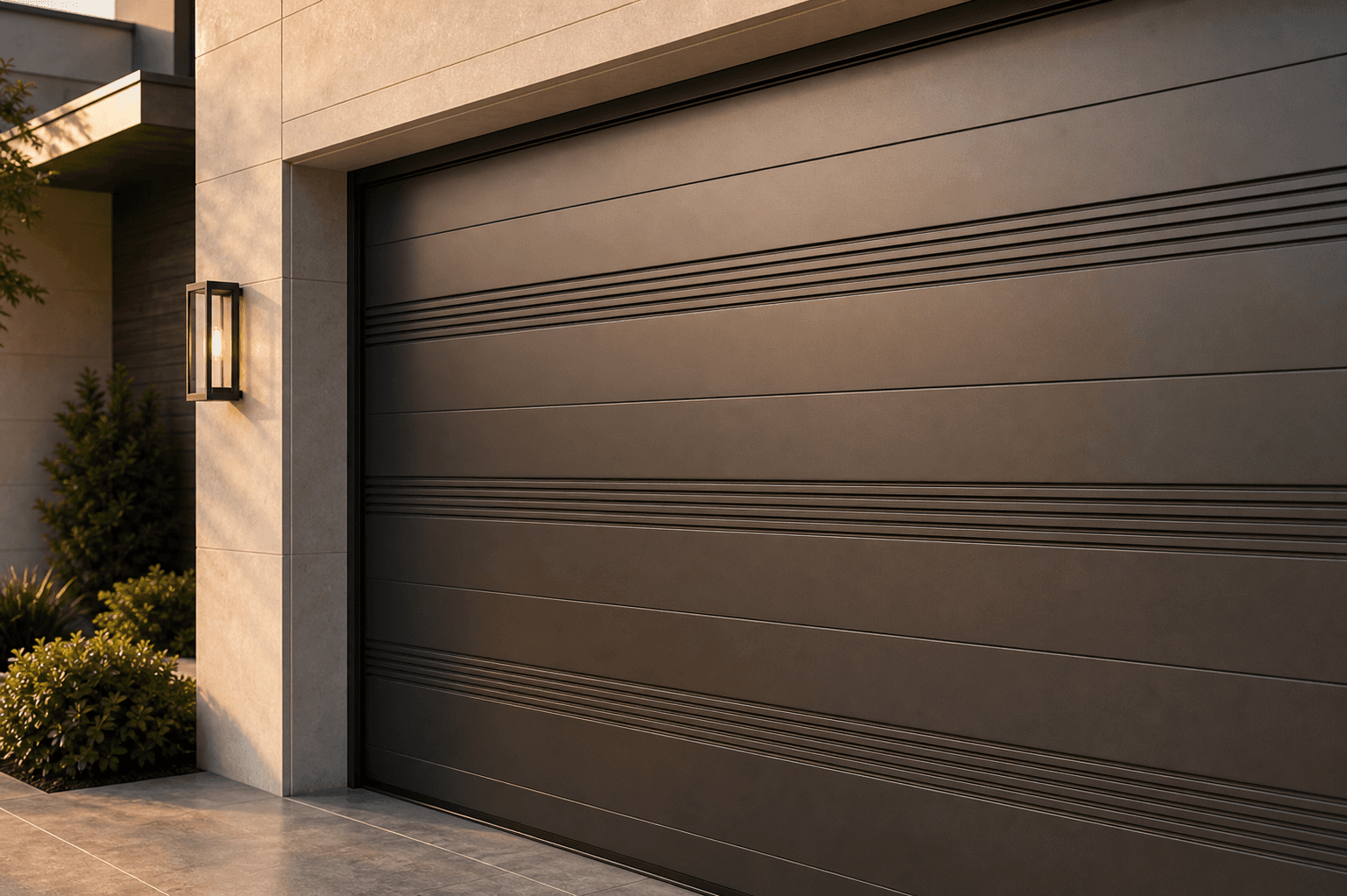 Custom aluminum garage door detail for residential project measurement planning