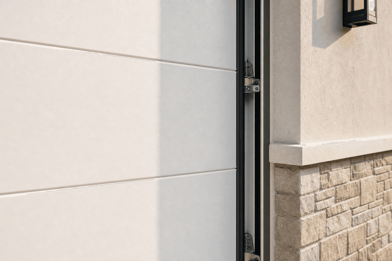 Close up detail of insulated steel sectional garage door panel